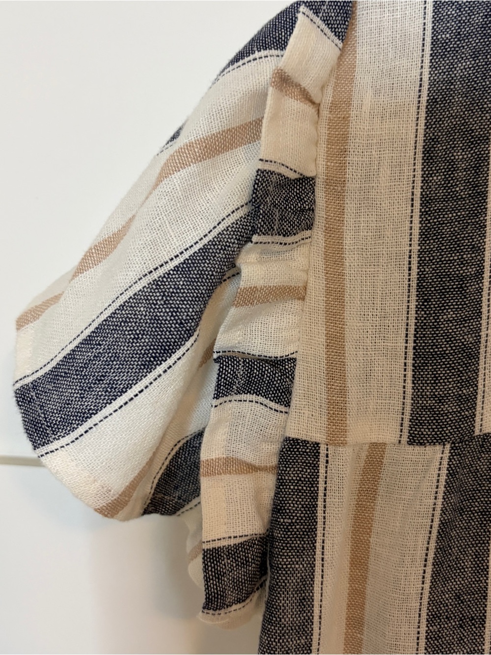 Cynthia Rowley Striped Top in Navy, Cream & Tan. Linen Blend. - Picture 9 of 10